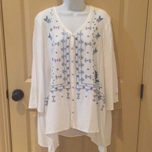 Coldwater Creek "Desert Flowers" embroidered top